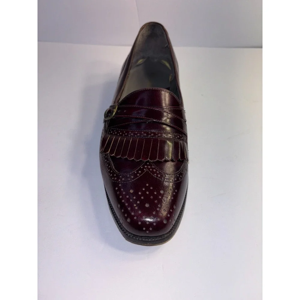 Stacy Adams Dress Shoes Men's 9.5M Brown Leather Nashua Wingtip Longwing Slip On